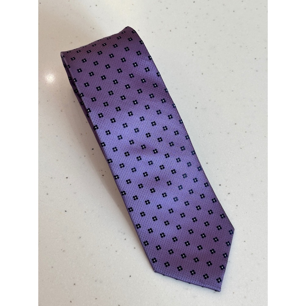 English Laundry Silk Necktie Purple Floral Geometric Pattern Christopher Wicks